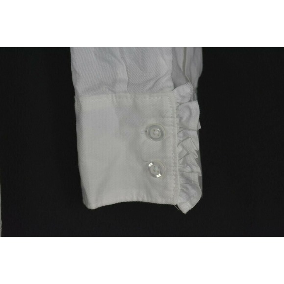HERITAGE SHIRTINGS by Bass Womens White long sleeve button ruffle shirt - VTG XL - Picture 3 of 5